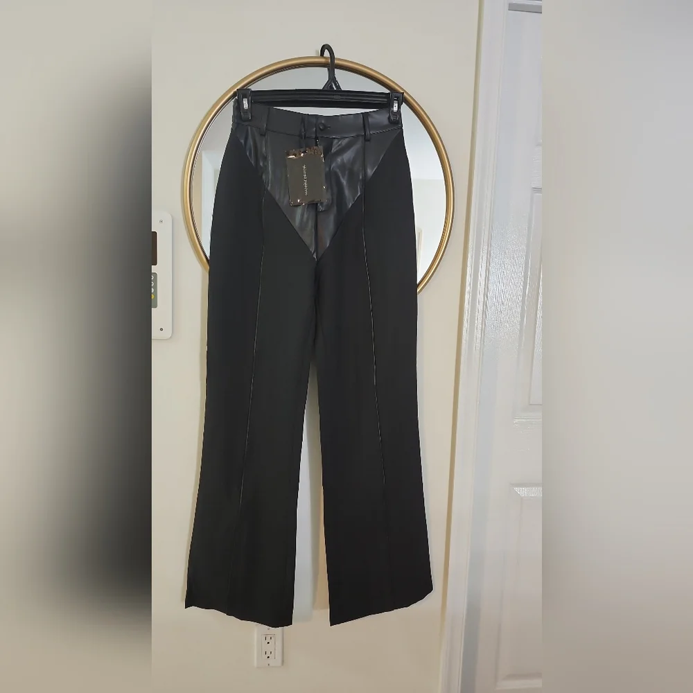 GORGEOUS Vegan Leather &Woven Trousers - Picture 4 of 16